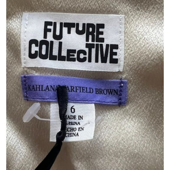 Future Collective Kahlana Barfield Corset Bustier Satin off white Sz 6 - Picture 3 of 6